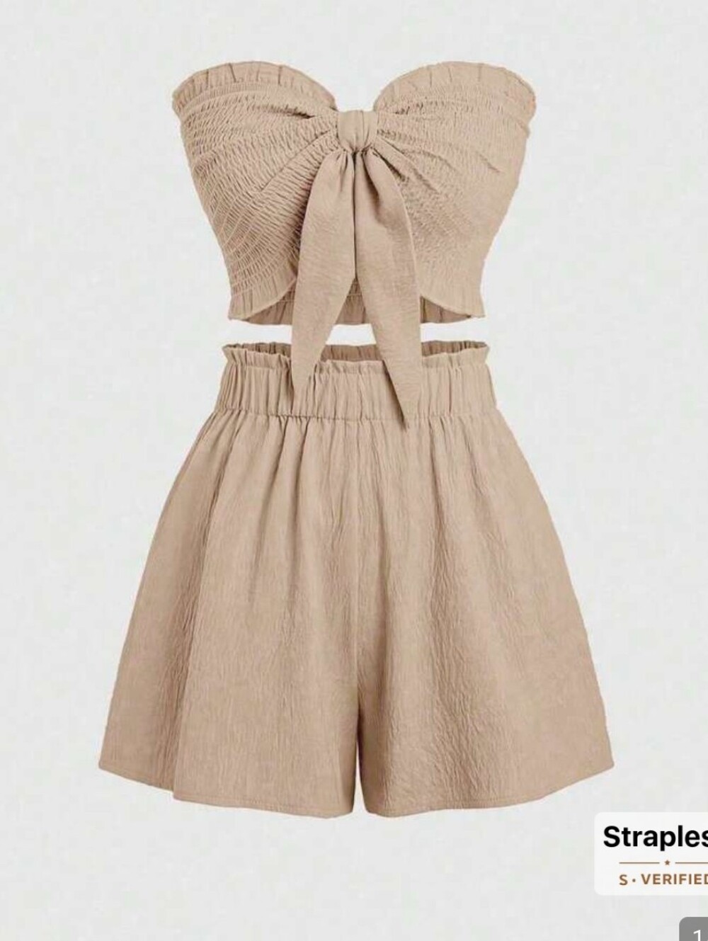 SHEIN Beige 2 Piece Crop Top And Shorts Set